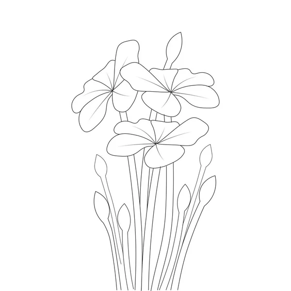Jardinería Florecimiento Flor Ilustración Del Contorno Lineal Para Colorear Página — Vector de stock