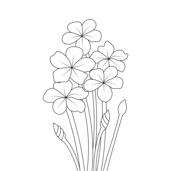 Gardening Blooming Flower Illustration Linear Outline Coloring Page Kids —  Vetores de Stock