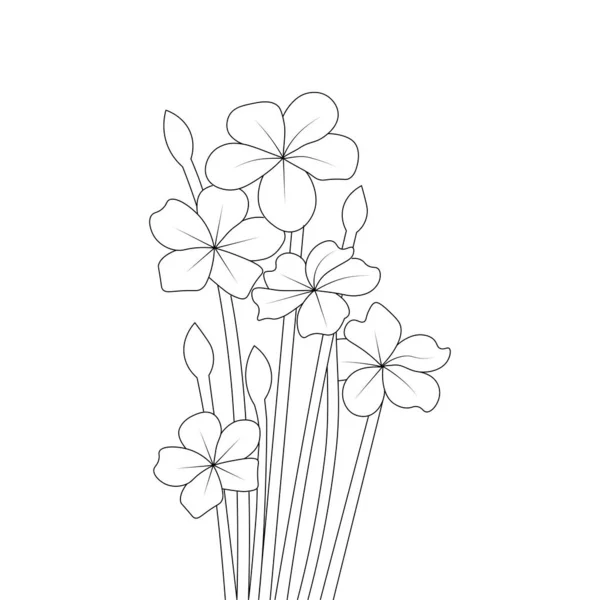 Gardening Blooming Flower Illustration Linear Outline Coloring Page Kids — Vetor de Stock