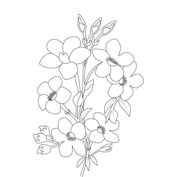 Allamanda Flower Illustration Creative Line Art Design Print Coloring Page — Stock Vector