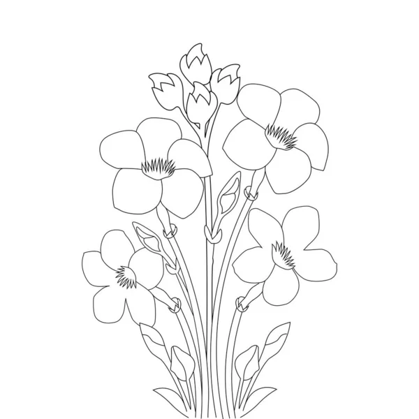 Allamanda Flower Illustration Creative Line Art Design Print Coloring Page — Stockvektor