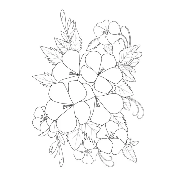 Allamanda Flower Illustration Creative Line Art Design Print Coloring Page — Stock Vector