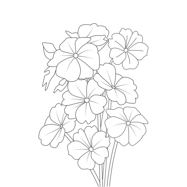 Relajación Doodle Página Para Colorear Flor Con Línea Creativa Ilustración — Vector de stock