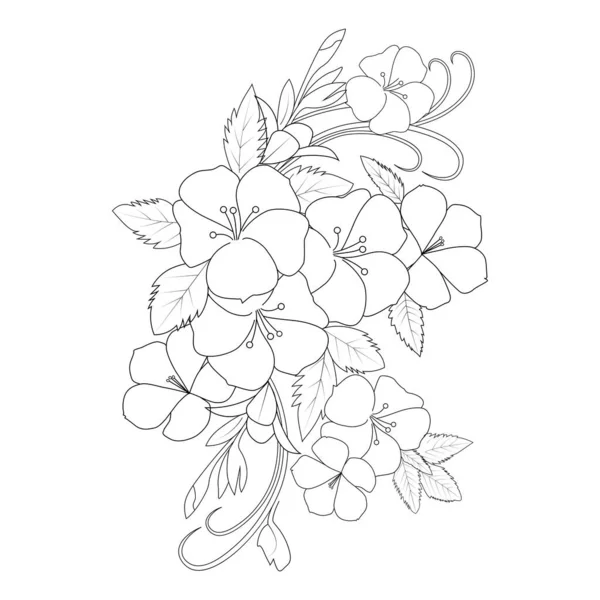 Allamanda Flower Illustration Creative Line Art Design Print Coloring Page — Stock Vector
