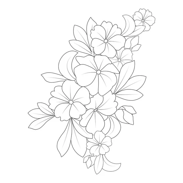 Relaxation Doodle Coloring Page Flower Creative Line Art Design Illustration — Stock Vector