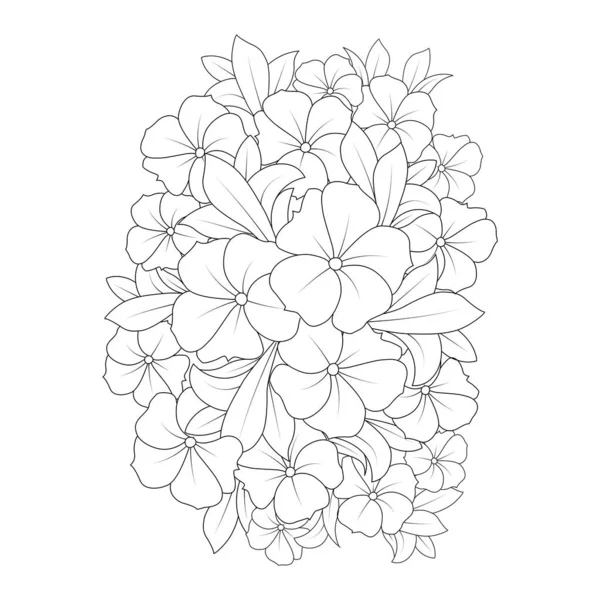 Relaxation Doodle Coloring Page Flower Creative Line Art Design Illustration — Stockvektor