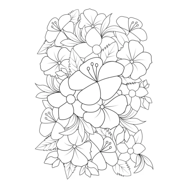 Relaxation Doodle Coloring Page Flower Creative Line Art Design Illustration — Wektor stockowy