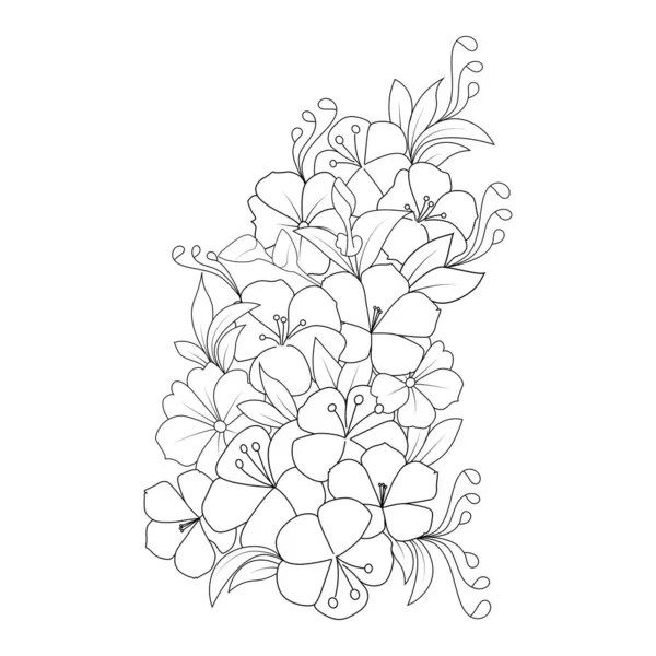 Relaxation Doodle Coloring Page Flower Creative Line Art Design Illustration — Vetor de Stock