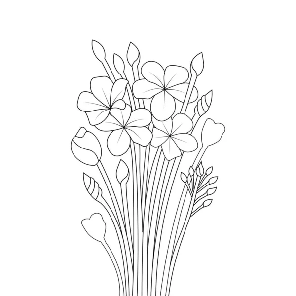 Lápiz Línea Arte Diseño Flor Para Colorear Página Con Hermoso — Archivo Imágenes Vectoriales