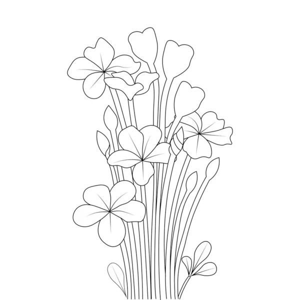 Pencil Line Art Design Flower Coloring Page Beautiful Sketch Kids — 图库矢量图片