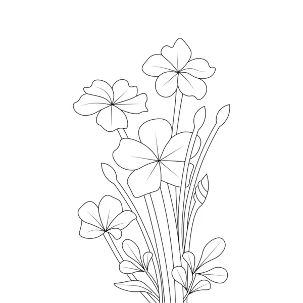 Line Drawing Flower Design Coloring Book Page Illustration Vector Graphic - Stok Vektor