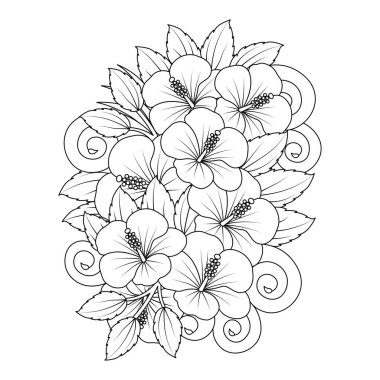 Sharon Çiçek Çizgisi 'nin gül rengi. Resim vektör grafik tasarımı. Ayrıntılı şekilli.