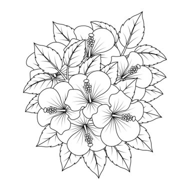 Sharon Çiçek Çizgisi 'nin gül rengi. Resim vektör grafik tasarımı. Ayrıntılı şekilli.