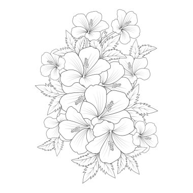 Sharon 'ın gülü karalama çizgisi vektör grafik tasarımının sanat boyama kitabı sayfası