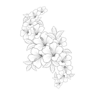 vektör grafik tasarımının ortak amber çiçeği çizgisi sanat boyama kitabı sayfasını karala