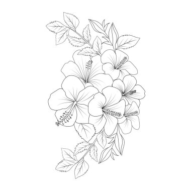 Hawaii çiçek boyama sayfası illüstrasyonuName