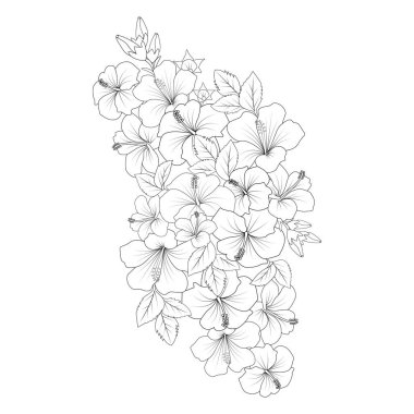 çocuk ve yetişkin için desenli sarı amber çiçeği renklendirme sayfası çizimi