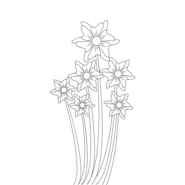 Siyah çizgili vektör çiçek tasarımı çiçek açan el çizimi