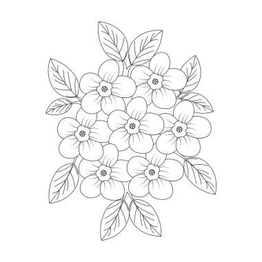Grafik çizim tasarımlı çiçek boyama kitabı ögesi