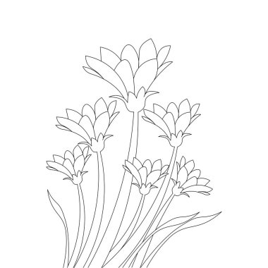 Renklendirme sayfası için ayrıntılı yaratıcı çizgi darbesi ile vektör çiçek çizimi