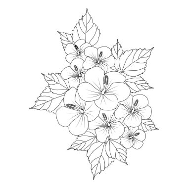 Sharon renklendirme sayfasının gülü. Çiçek açan çiçek yaprakları ve yaprakları var.