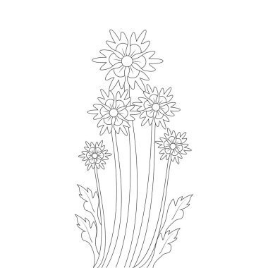 Çocuk sanatı için doğal çiçek boyama sayfası çizimi