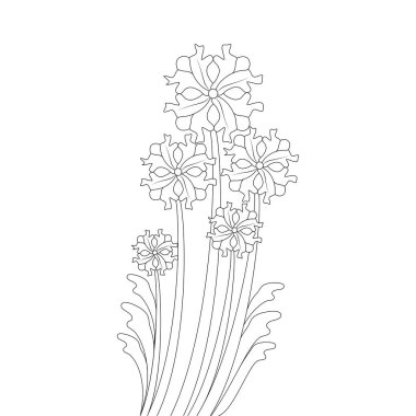 Çocuk sanatı için doğal çiçek boyama sayfası çizimi