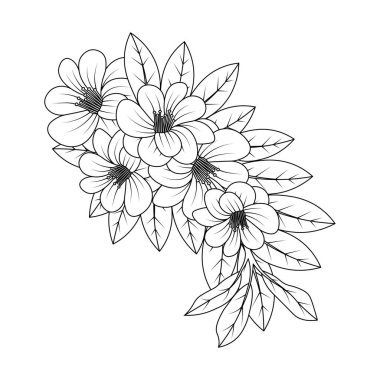 Çiçek boyama sayfasını karala anti-stres yaratıcı çizgi çizim el çizimi tasarımı