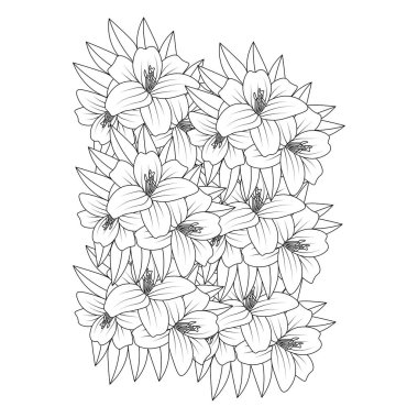 Rahatlama renk şablonunda karalama tarzı çiçek çizimi ile güzel illüstrasyon