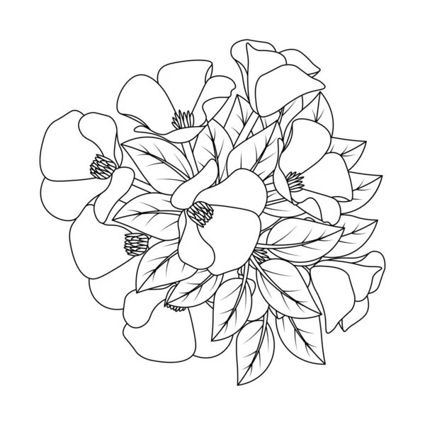 Doodle Line Art Coloring Page Illustration Hand Drawing Flower Outline — ストックベクタ