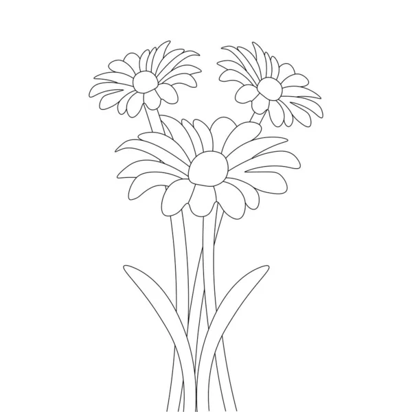 Kid Coloring Hand Drawing Crayon Flower Illustration Line Art Design — Stock vektor