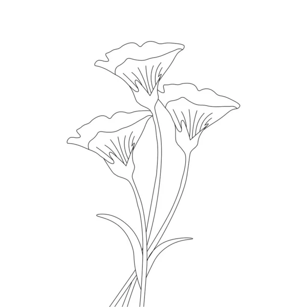 Coloring Flower Object Line Art Drawing Black Ink Design Kids — Stock Vector