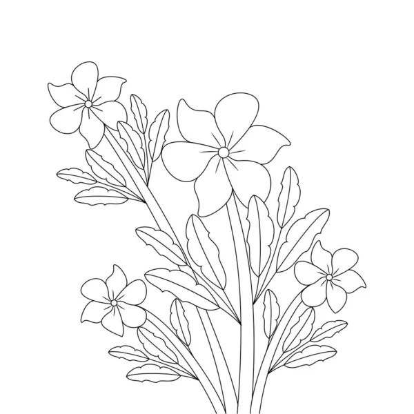 Bunch Flower Coloring Page Design Line Art Decorative Outline Stroke — Stockvektor