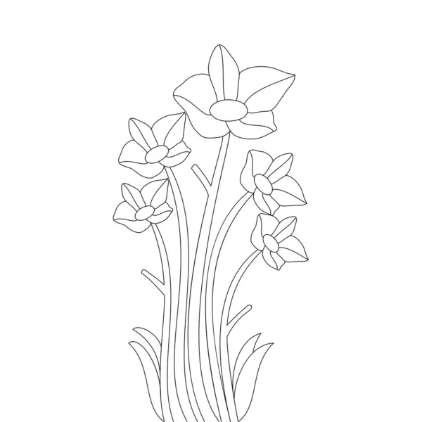 Coloring Flower Object Line Art Drawing Black Ink Design Kids — Vettoriale Stock