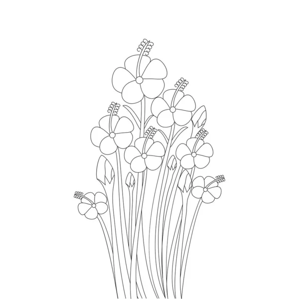 Flor Para Colorear Diseño Página Elemento Plantilla Impresión Dibujo Flores — Vector de stock