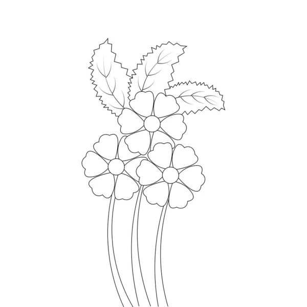 Vector Flower Design Stroke Black Line Art Blooming Flourish Hand — Stockvector