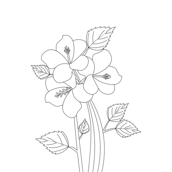 Kids Coloring Page Hibiscus Flower Illustration Line Art Stroke — Stockvektor