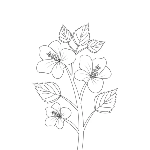 Kids Coloring Page Hibiscus Flower Illustration Line Art Stroke — Vector de stock