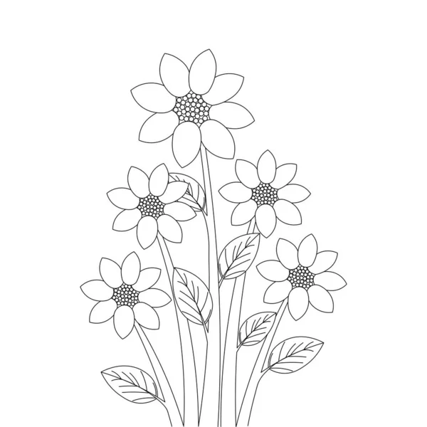 Flower Coloring Book Page Element Graphic Illustration Design — Stock vektor