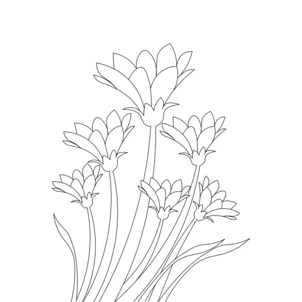 Vectorbloem Tekening Met Gedetailleerde Creatieve Lijnslag Voor Kleurplaten — Stockvector