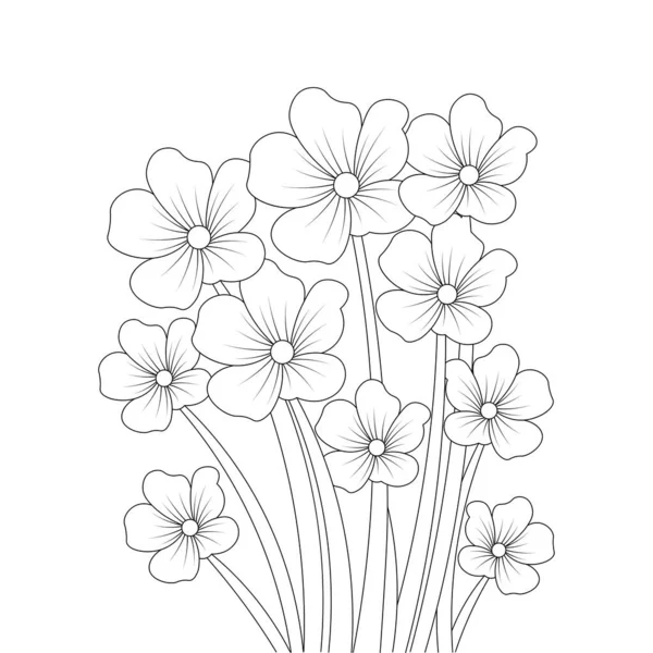 Vector Flower Drawing Detailed Creative Line Stroke Coloring Page — Stockvektor