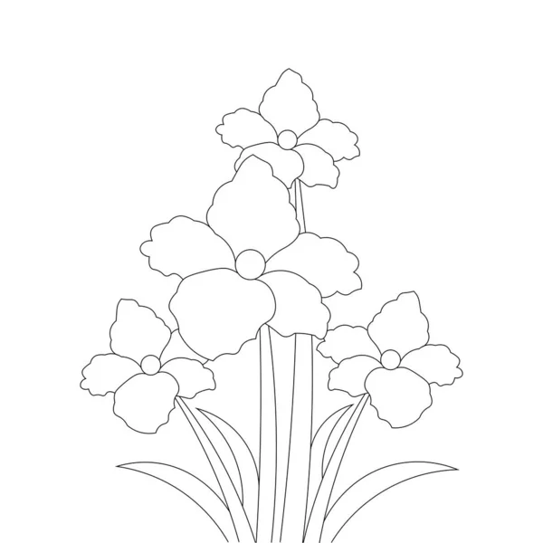 Vector Flower Drawing Detailed Creative Line Stroke Coloring Page — 图库矢量图片