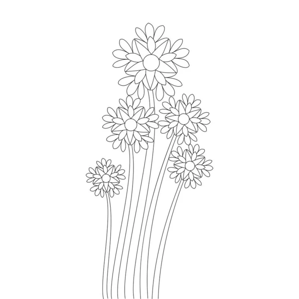 Illustration Natural Flower Coloring Page Line Drawing Kids Art — Vector de stock