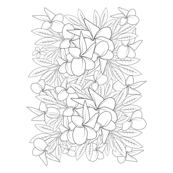Plumeria Flower Doodle Coloring Page Outline Vector Illustration Isolated White — ストックベクタ