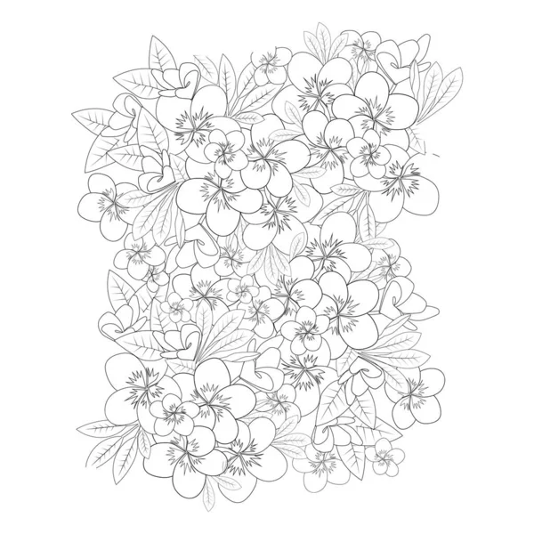 Plumeria Flower Doodle Coloring Page Outline Vector Illustration Isolated White — Stockvektor