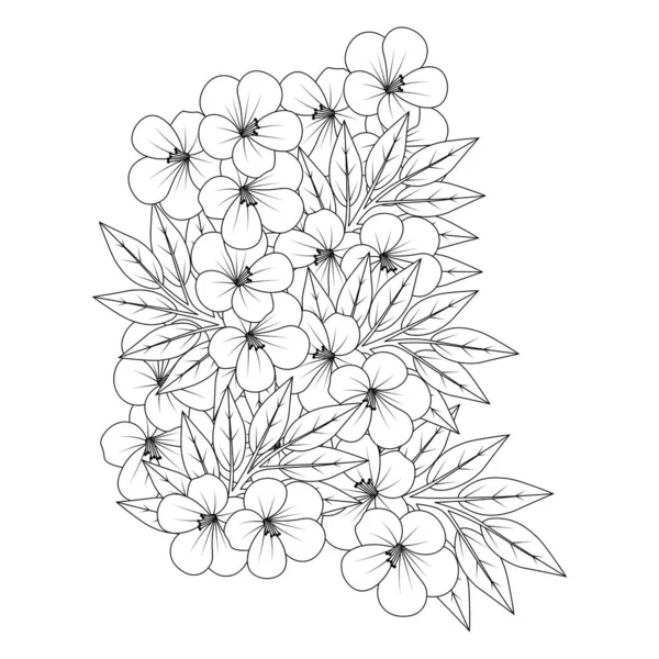 Stylish Doodle Flower Coloring Book Page Illustration Graphic Line Art — Wektor stockowy