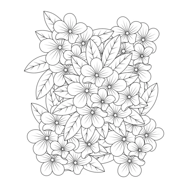 Élégant Doodle Fleur Coloriage Livre Page Illustration Graphique Ligne Art — Image vectorielle