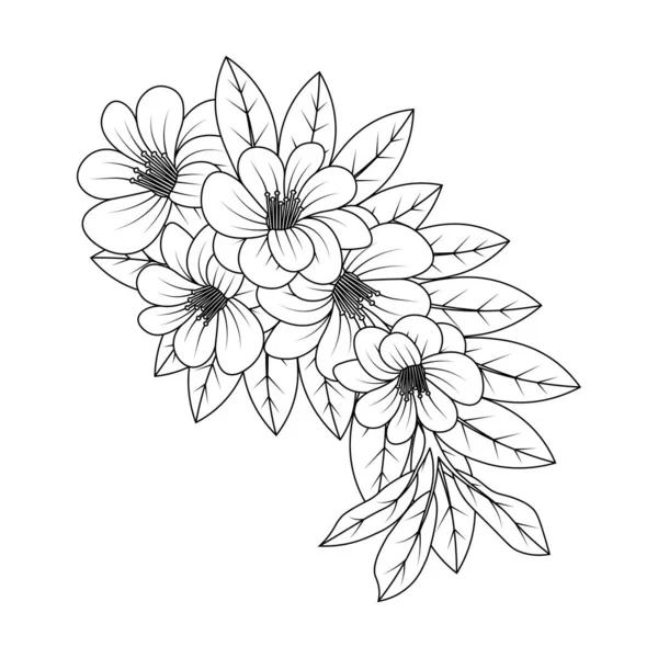 Doodle Flower Coloring Page Antistress Creative Line Art Illustration Hand — ストックベクタ