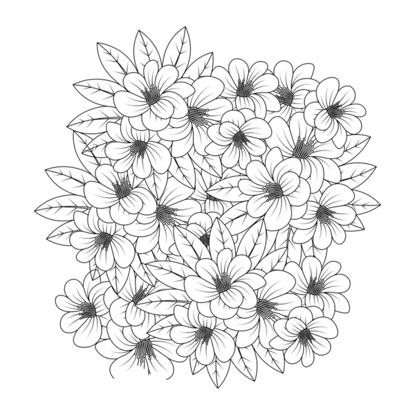 Doodle Realaxation Flower Coloring Page Creative Line Art Hand Drawn — 스톡 벡터