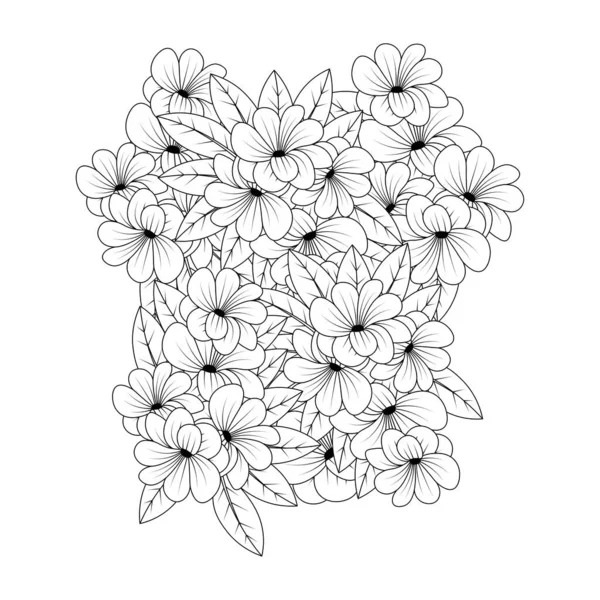 Niedliche Doodle Blume Malseite Der Linie Kunst Illustration Mit Handgezeichneten — Stockvektor